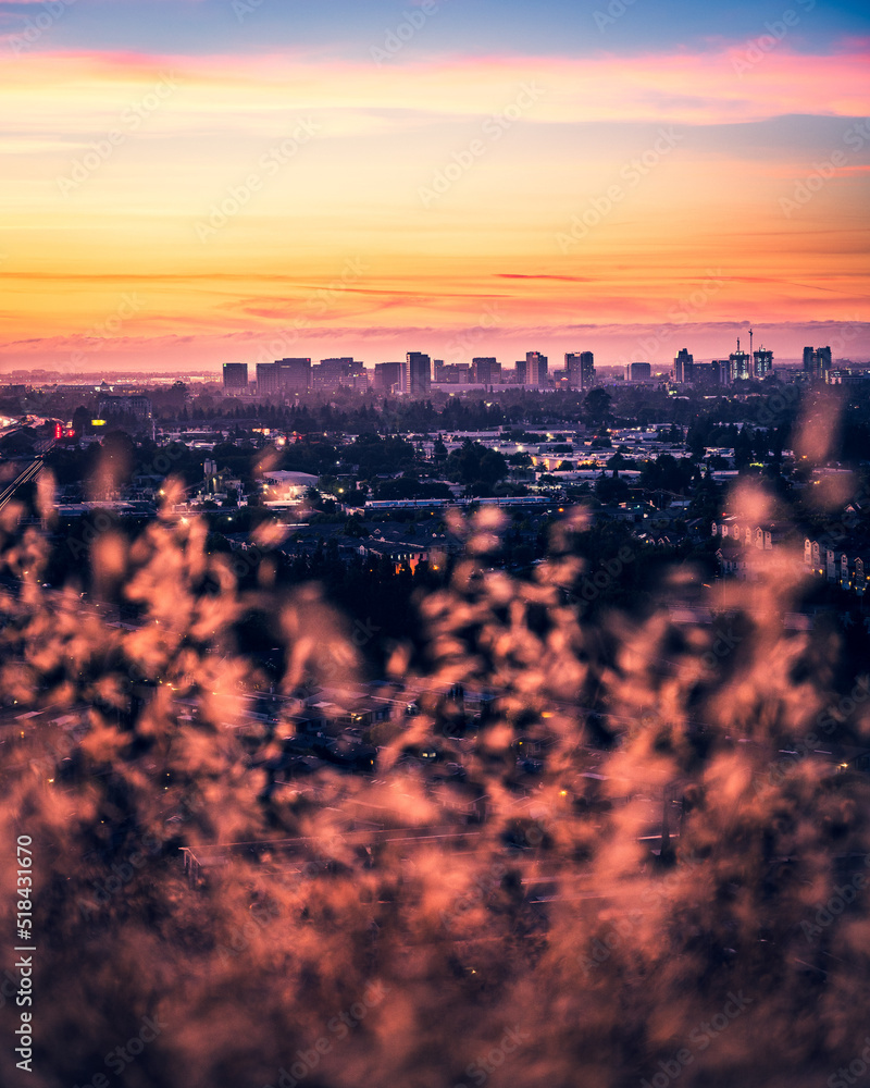 Obraz premium sunset over downtown san jose