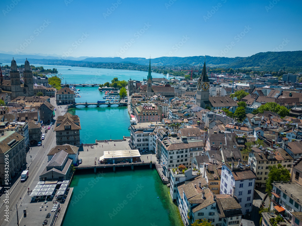 Obraz premium Amazing view over the city center of Zurich in Switzerland