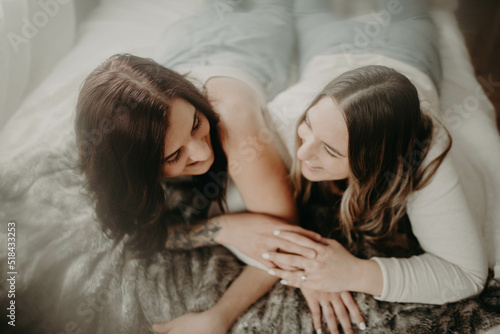 Beautiful Lesbian couple cuddling 