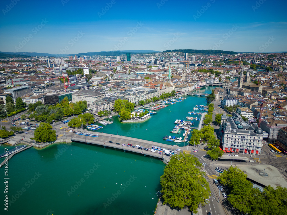 Amazing view over the city center of Zurich in Switzerland Amazing view over the city center of Zurich in Switzerland