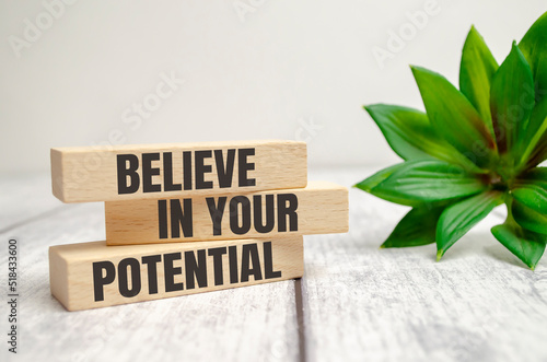 On the wooden blocks with the inscription - Believe in your potential