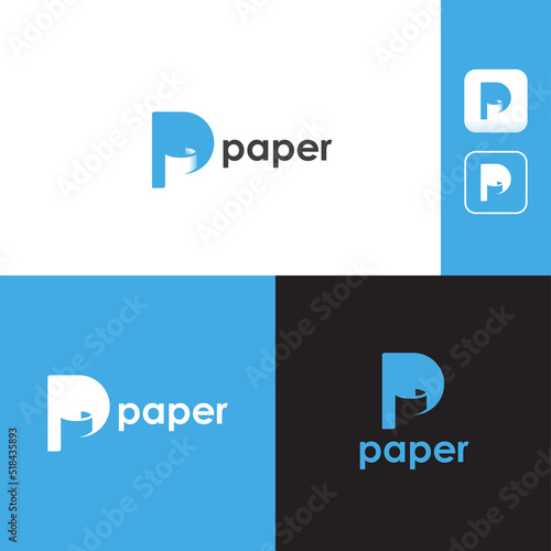 Letter P Paper Simple and Minimalist Logo Template