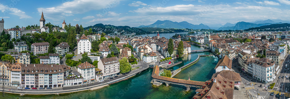 City of Lucerne in Switzerland from above - aerial view