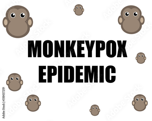Monkeypox epidemic. Monkeys set with virus text.