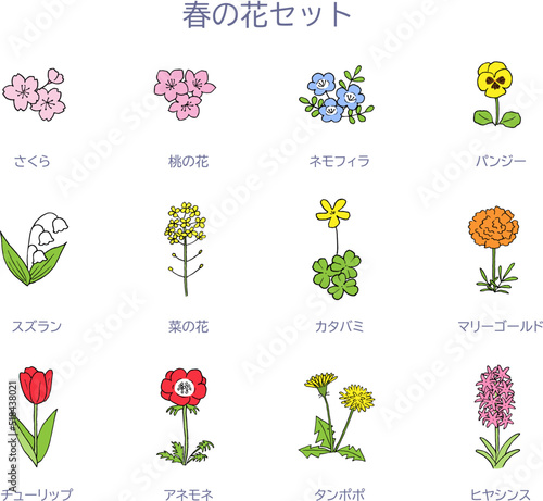 春の花のイラストセット