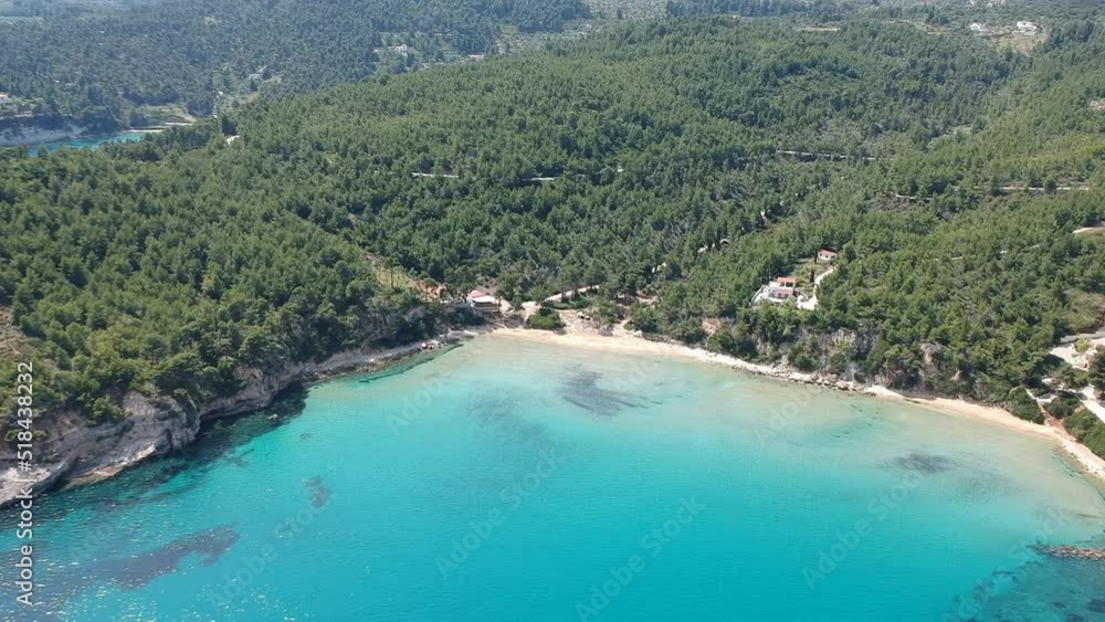Aerial view over Chrisi Milia beach and the rocky surrounded area in Alonissos island, Greece Aerial view over Chrisi Milia beach and the rocky surrounded area in Alonissos island, Greece