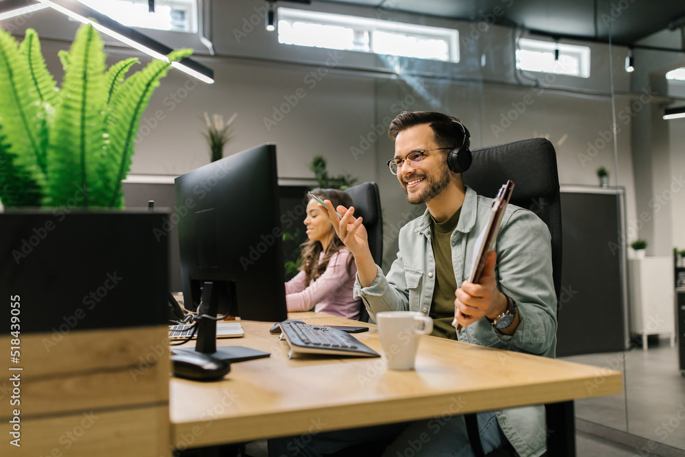 Businessman On A Video Call Meeting Businessman On A Video Call Meeting