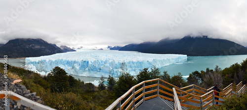 Glaciar Perito Moreno, El Calafate, Patagonia Argentina. Glaciers in the water near snowy mountains photo