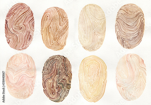 Different but equal concept. Finger prints illustration photo