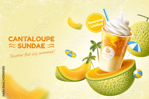 3d summer cantaloupe sundae ad