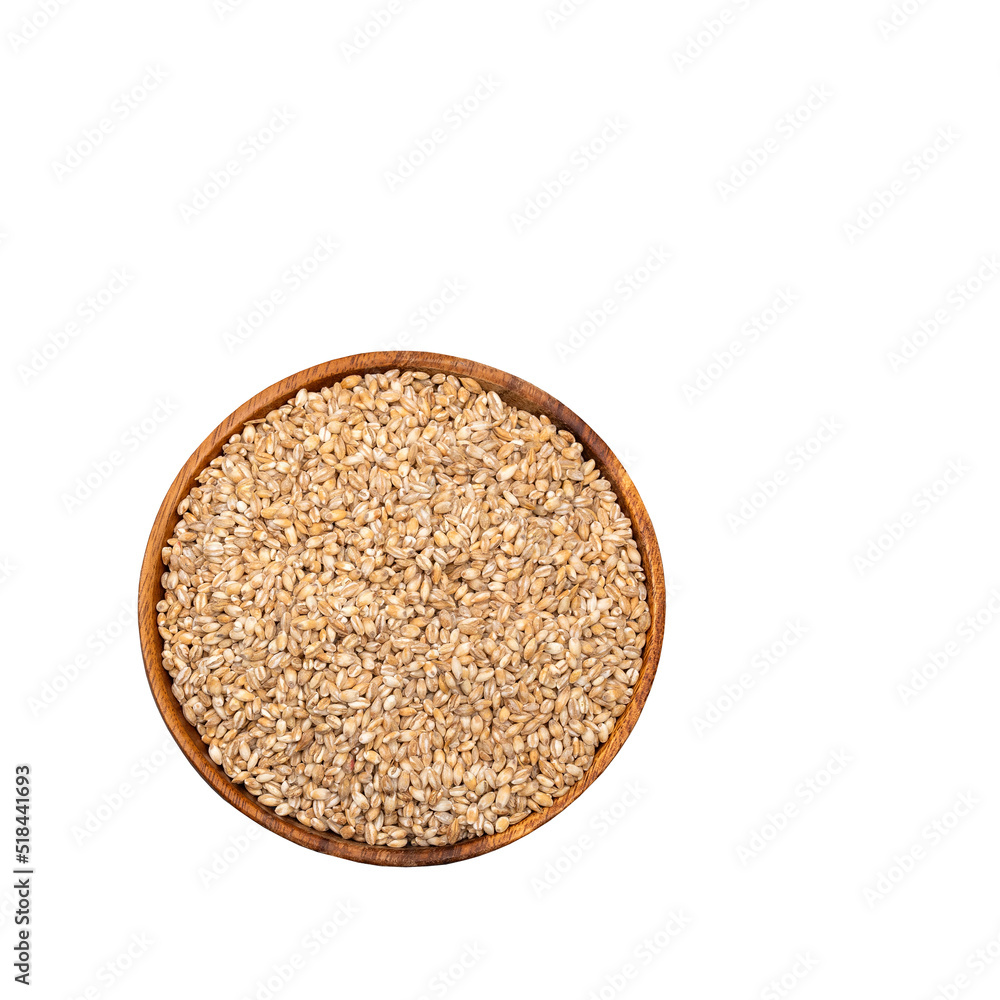 Wooden bowl with pearl barley - Hordeum vulgare Wooden bowl with pearl barley - Hordeum vulgare