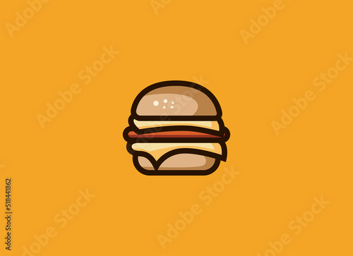 Fast food of hamburger Vector Illustration. Burger Logo and Vector for Fast Food.