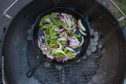 Veggies in a charcoal grill photo