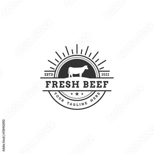 Angus beef meat vintage label logo design