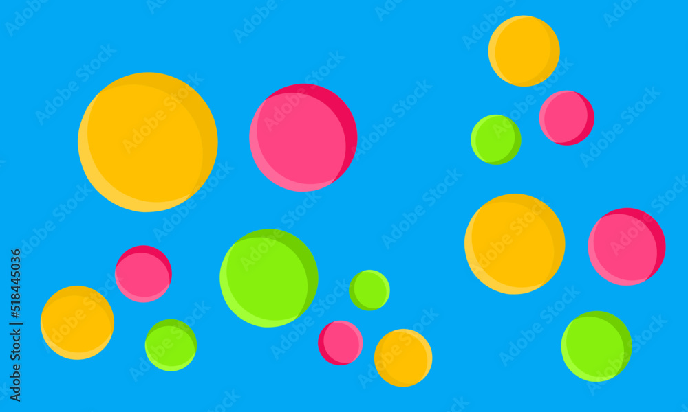 Vector illustration. Circles with colorful colors with several sizes. Can be used as a background. Design for bed sheet and pillowcase or bolster. With a blue background.