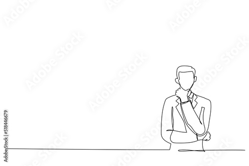 Drawing of handsome business man keeping arms crossed. Single continuous line art