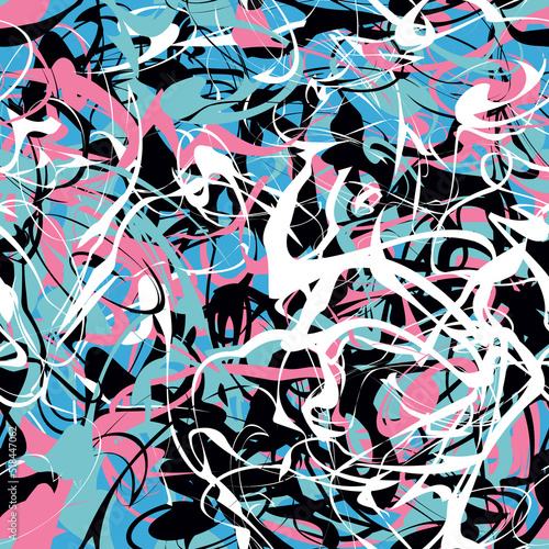 Seamless abstract marble pattern. Vector illustration. Liquid paint on water. Aqua ink painting on water