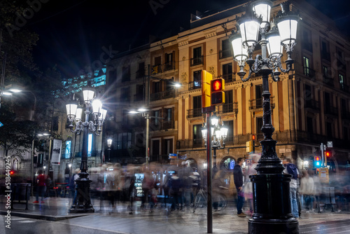 Photography night city street barcelona