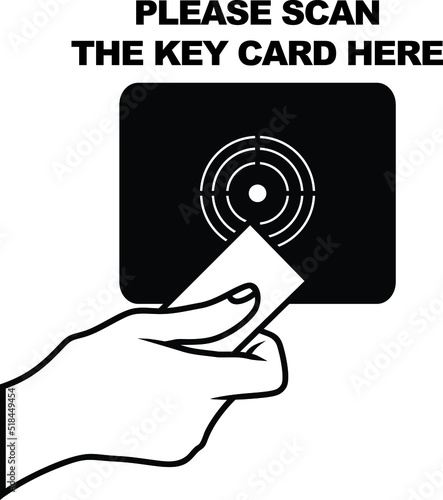 please scan the key card here signed vector illustration