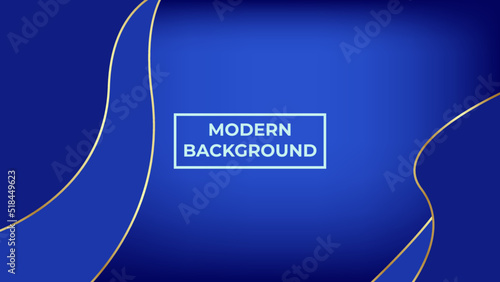 Modern background with dark blue and light blue with gold plated waves, easy to edit
