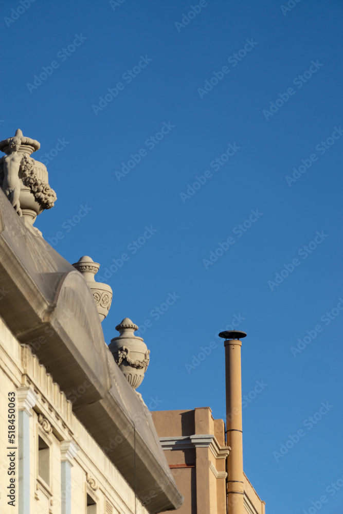 detail of a building with statues