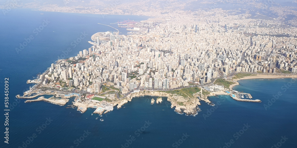 Naklejka premium Beautiful Beirut city at coastal area, Lebanon