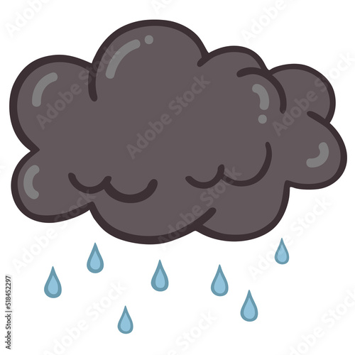 Fototapeta Naklejka Na Ścianę i Meble -  Cloud Rain Grey Dark Raindrop Drawing Doodle Vector Illustration Icon