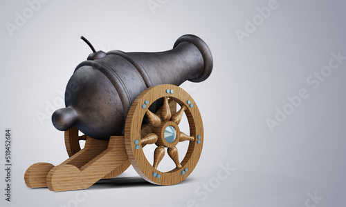 Fotografia 3d ancient cannon seen from behind