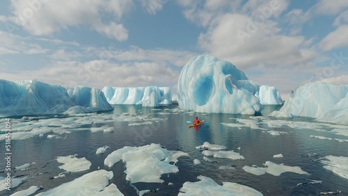 Kayaking through icebergs photo