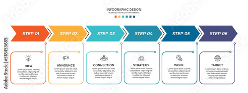Steps business data visualization timeline process infographic presentation template design with icons