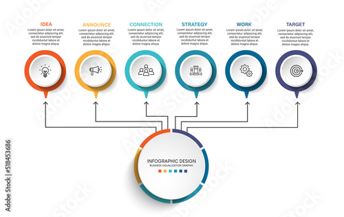 Steps business data visualization timeline process infographic presentation template design with icons