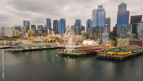Seattle ferry wheel, Drone photography   © VideoCater