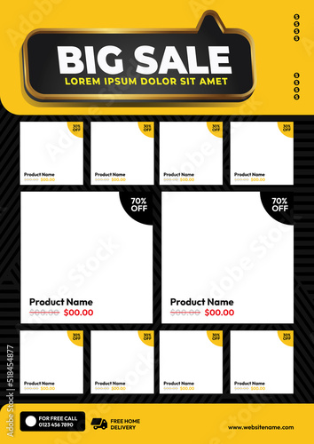 Grocery store big sale weekly promotion flyer template