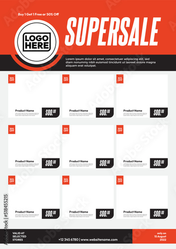 Super sale promotion flyer catalog template for advertising
