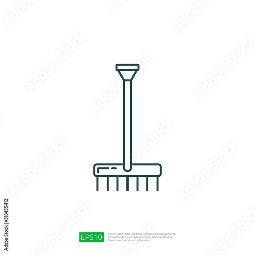Gardening rake. Farming vector icon