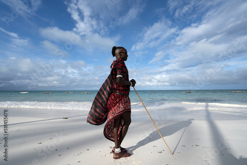Maasai tribesman at the beach in Zanzibar. photo
