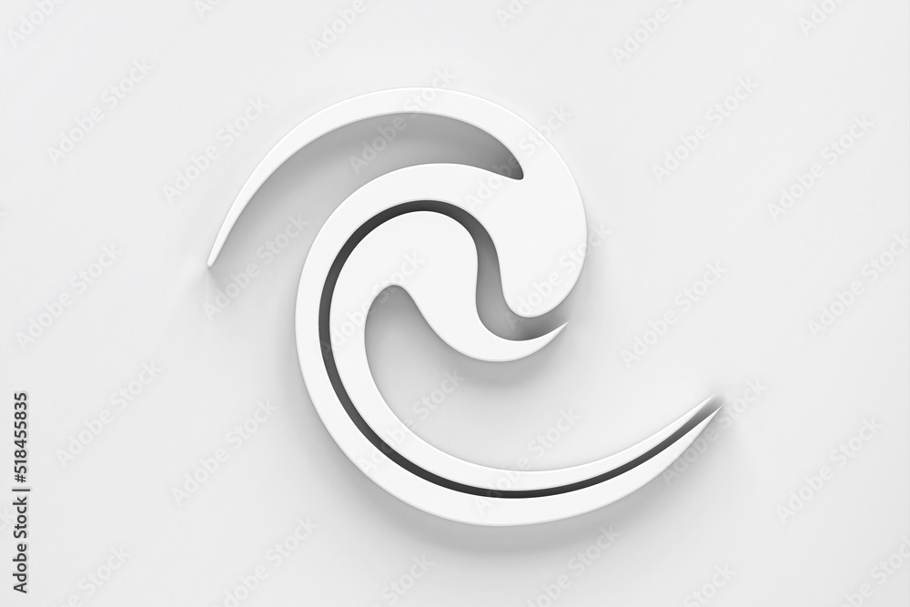 Abstract rotated white lines in circle form on white background. Geometric art. Design element for logo, sign, symbol, front view. 3D rendering Abstract rotated white lines in circle form on white background. Geometric art. Design element for logo, sign, symbol, front view. 3D rendering