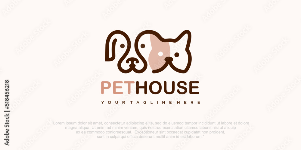 Dog and cat logo Design Vector Template. pet icon set logo vector Stock ...
