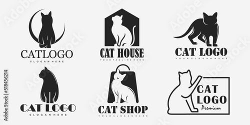 cat logo Design Vector Template. cat icon set logo vector