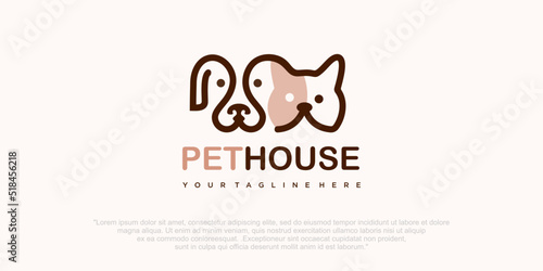 Dog and cat logo Design Vector Template. pet icon set logo vector