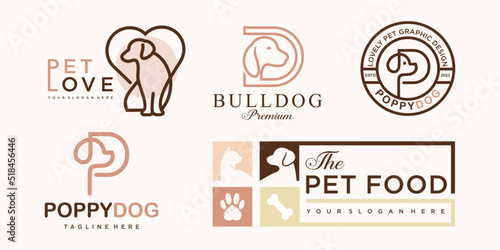 Dog and cat   animal pet icon set logo design inspiration