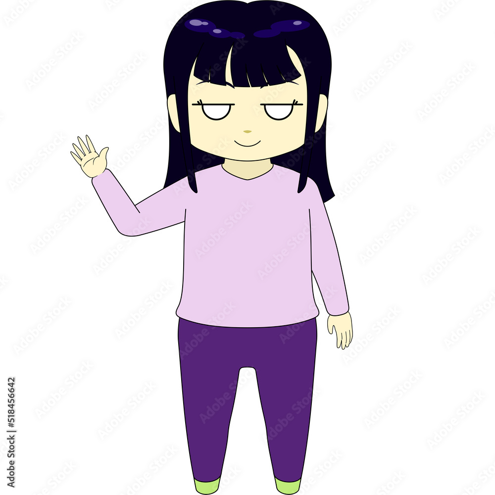 ちびキャラのイラスト（女性・正面）