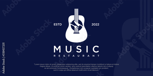 Fork Spoon Food with guitar Music Video Logo Design Inspiration