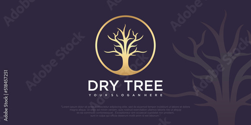 dry tree logo design  dry season with logo circle