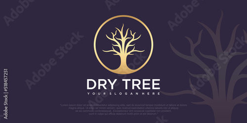 dry tree logo design, dry season with logo circle