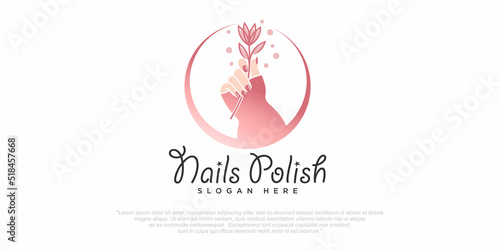 Female manicure logo. Fingers and nails symbol.