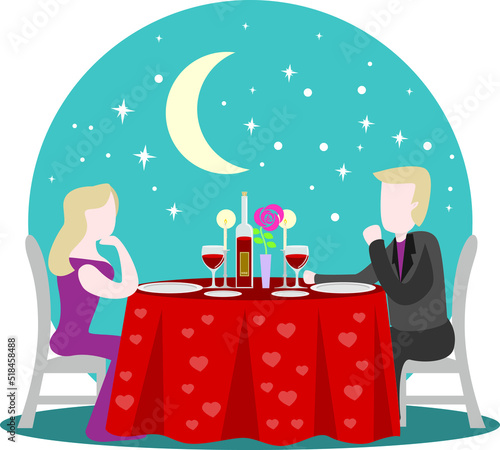 candle light dinner vector illustration
