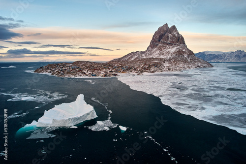 Iceberg sea-ice, Uummannaq island, 71 deg N, Greenland Arctic winter photo