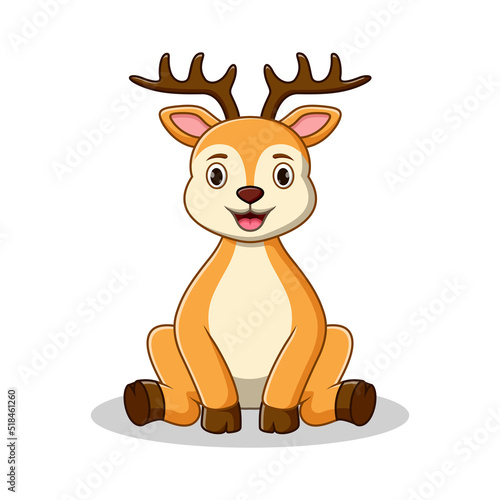 Cartoon cute baby deer sitting