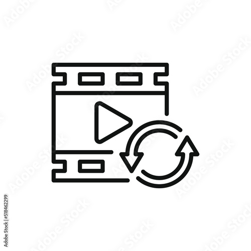 Rotate video icon line style isolated on white background. Vector illustration